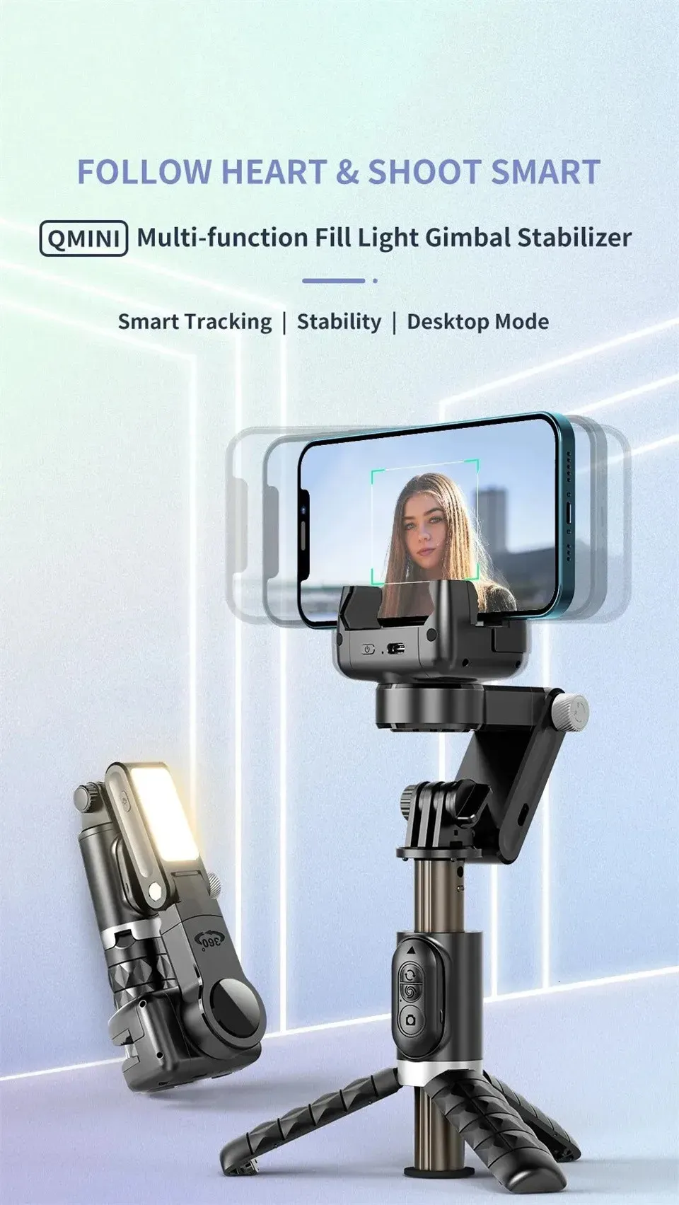 FANGTUOSI 360 Swivel Universal Joint Selfie Stick Tripod With Shutter Fill Light Smartphone Live/Log Stabilizer After_voghion.com