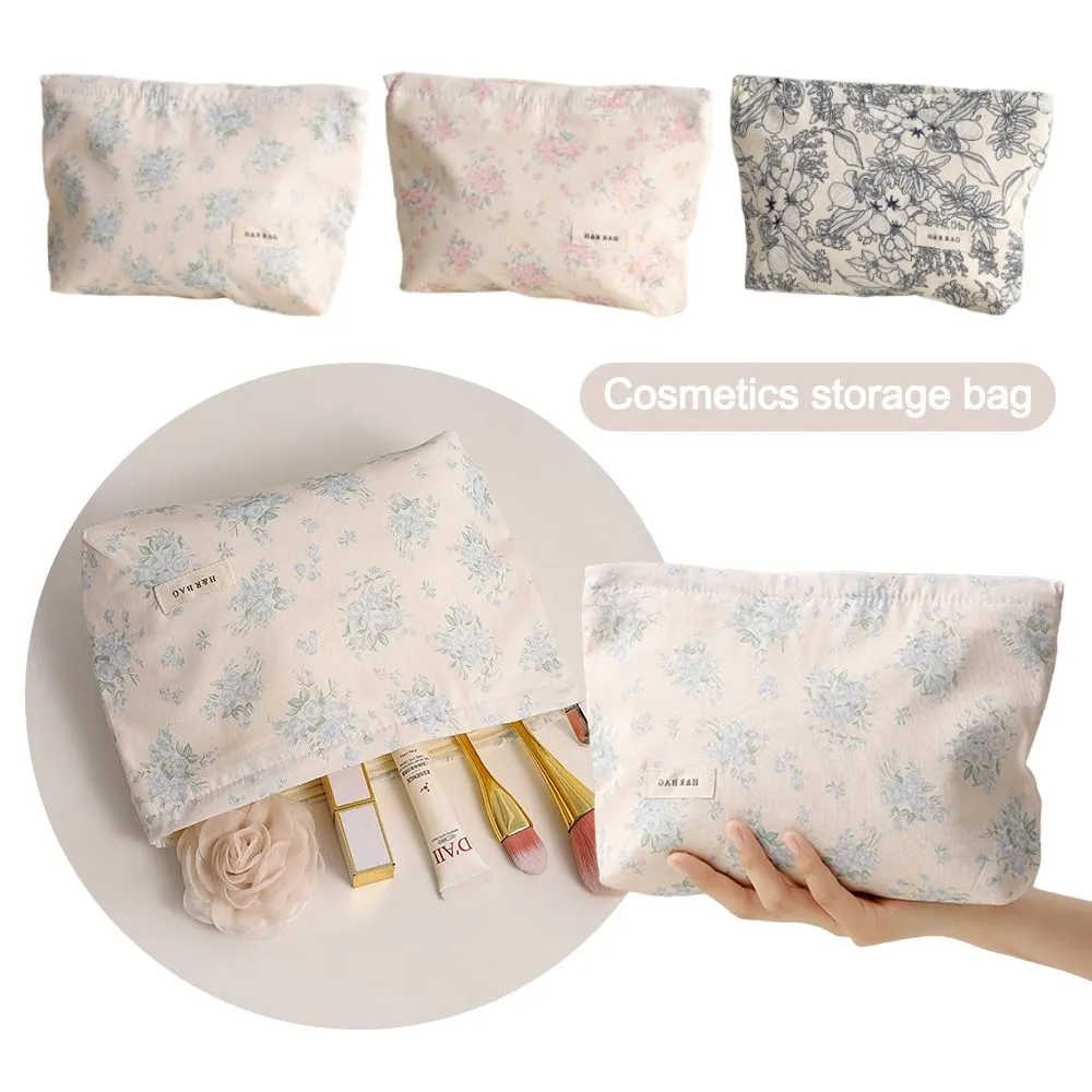 Trousse de rangement multifonction à imprimé floral, grande capacité, idéale pour le maquillage ou les voyages_voghion.com