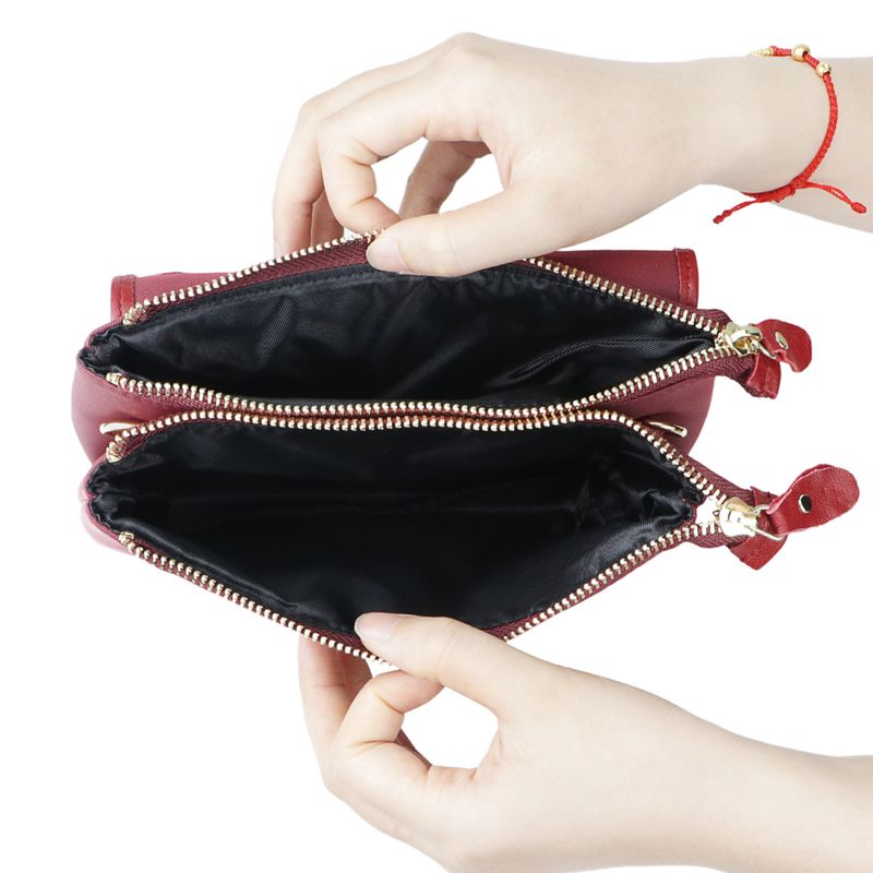 URBAN MASTER Double-layer Zipper Mini Messenger Bags, Waterproof Simple Flap Phone Bag, Casual Shoulder Purse For Women_voghion.com