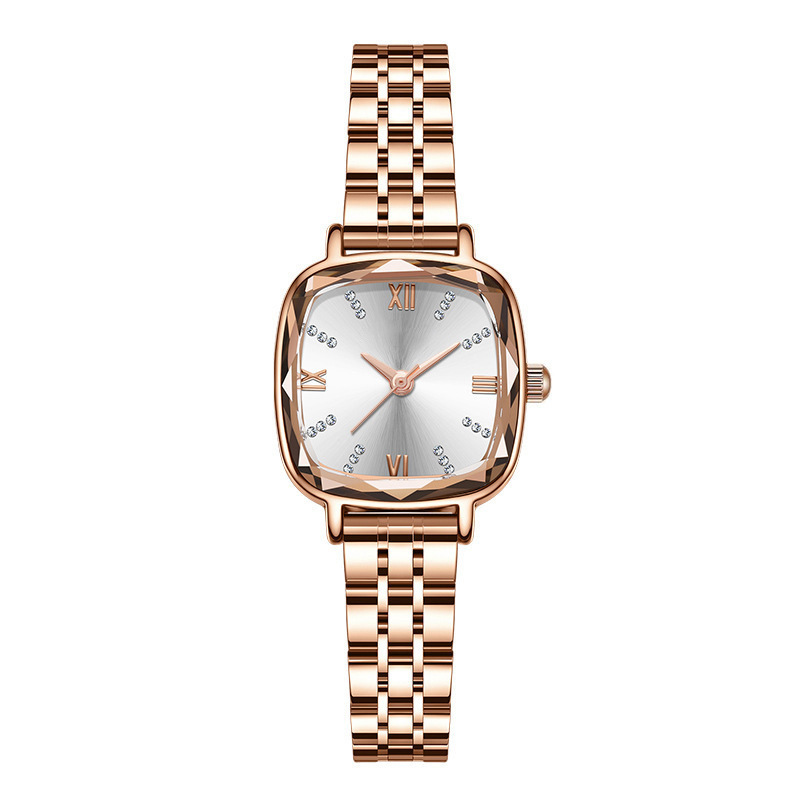 Square Women's Quartz Watch Diamond Multi Faceted Mirror Fine Strap Watch Simple and Fashionable Versatile_voghion.com