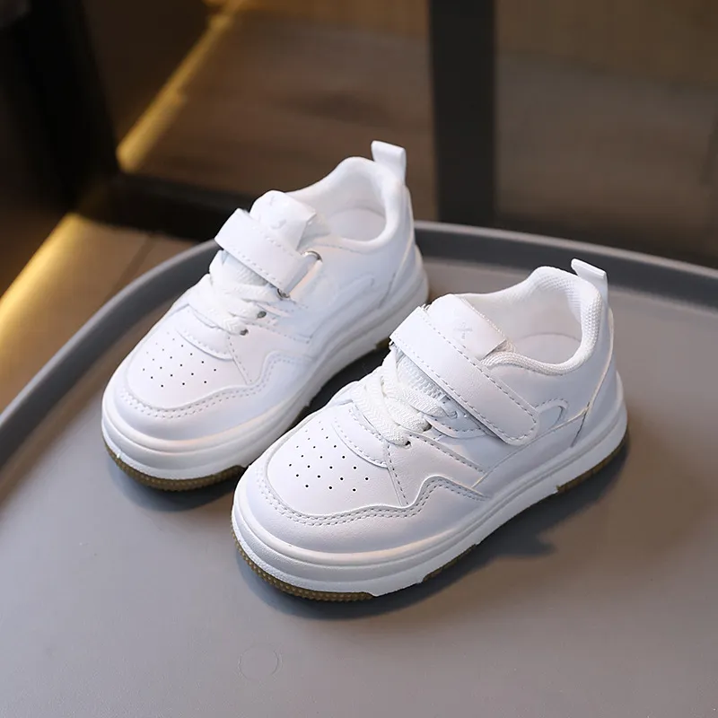 Toddler Kids Fashion Design Walking White Shoes Non-slip Casual Trainers Happysteps Infant Boys Girls Outdoor Board_voghion.com