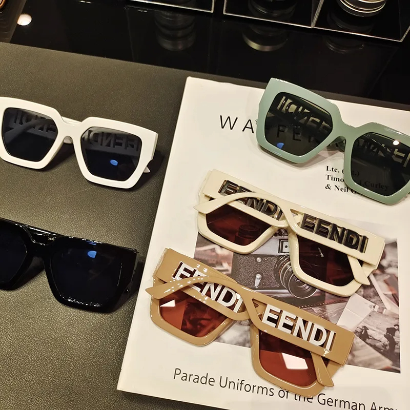 Brand Designer Women Sun Glasses  Trendy Oversized Square Men Sunglasses Retro Hollowed Letter Eyewear UV400 Goggles_voghion.com