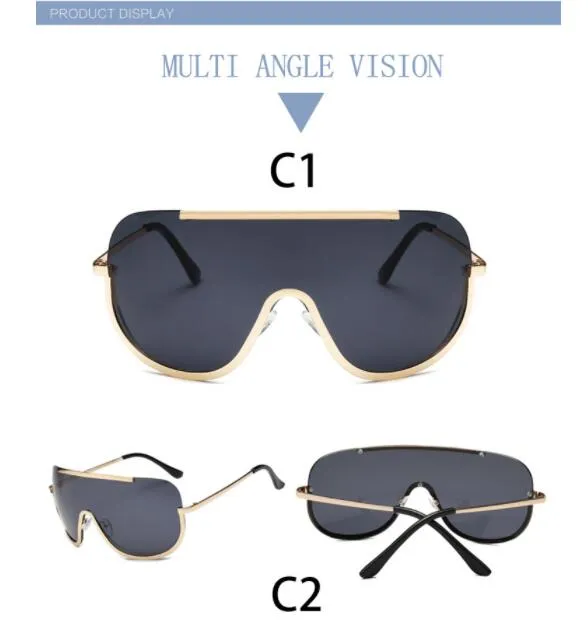 Gafas de sol grandes y brillantes para mujer 2018, nuevas gafas de sol cuadradas de gran tamaño con forma de G blanca, gafas de sol de marca de diseñador, gafas de sol de moda para mujer_voghion.com