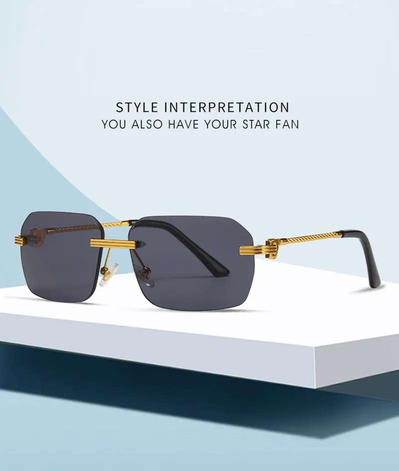 Cartr classique femme lunettes de soleil montures de lunettes de myopie sans monture lentille dégradé nuances de thé profond affaires essentielles_voghion.com