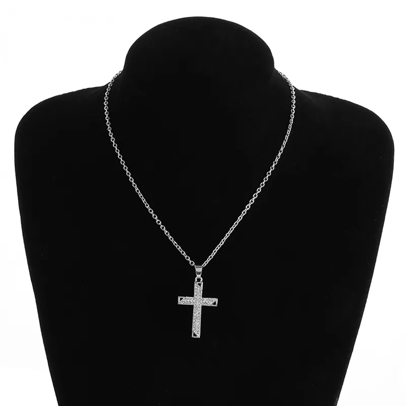 Classic Cross Pendant Necklace With Full Zircon For Men And Women_voghion.com