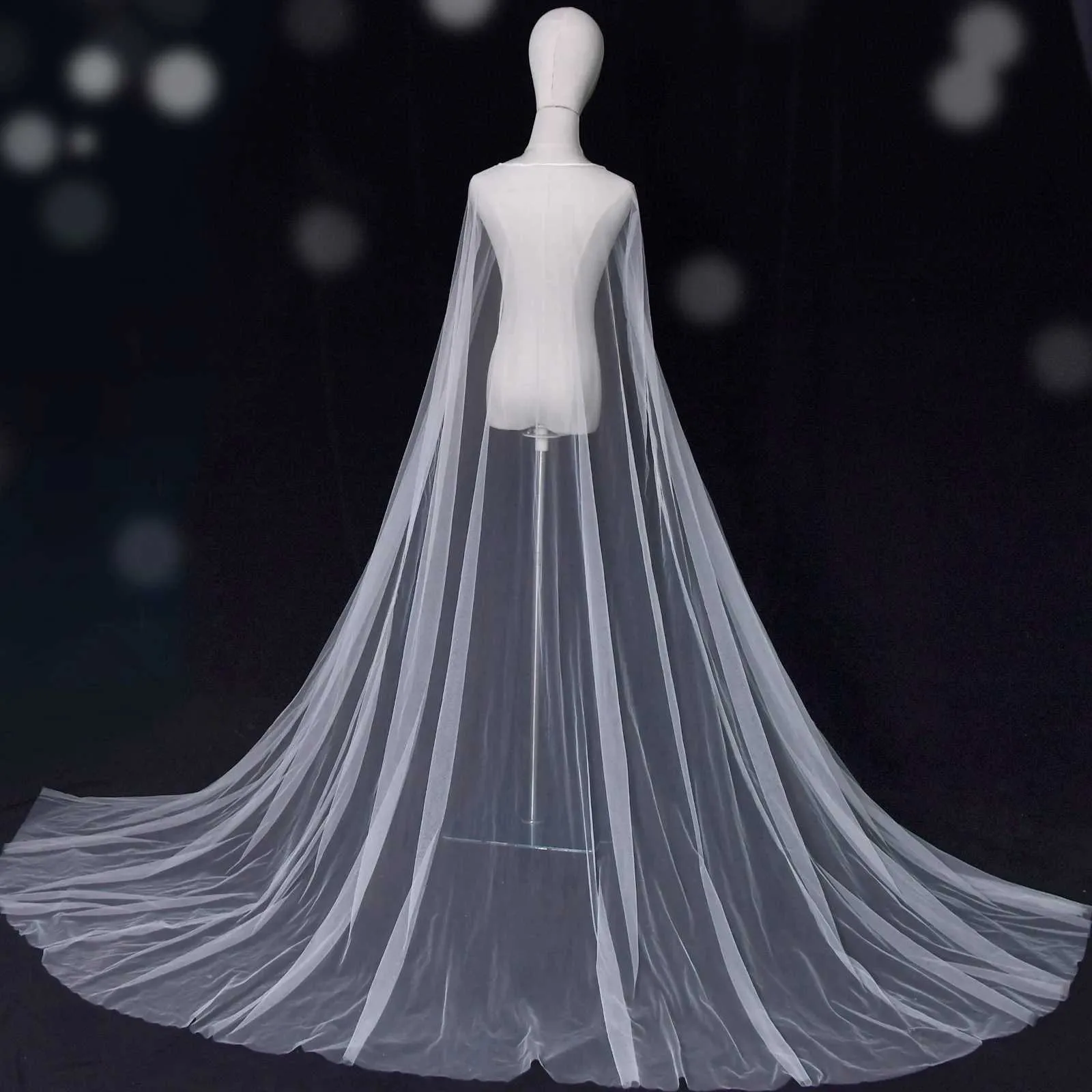 Gioielli per capelli da donna VG16, mantello lungo con velo, giacca da sera per donna, semplice bolero da sposa, scialle in morbido tulle per matrimonio_voghion.com