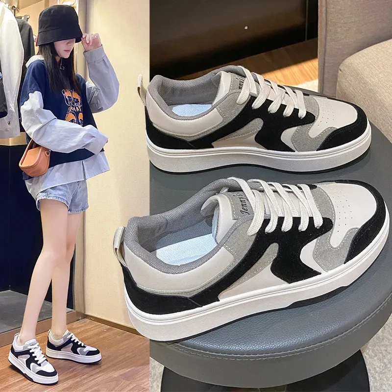 Lapos futócipő platform cipők nyári tavaszi hétköznapi bőr női sportcipő vastag fekete 240809_voghion.com