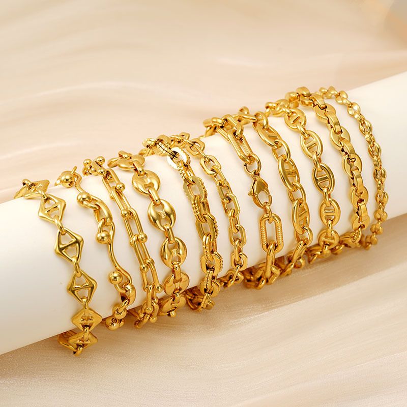 Eenvoudige stijl effen kleur 304 roestvrijstalen armbanden in bulk_voghion.com