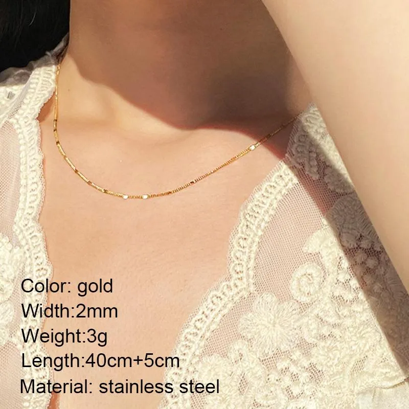 Pendant Necklaces Gold Chains Necklace For Women Stainless Steel Link Woman's Slim Lobster Clasp Adjustable Clavicle_voghion.com