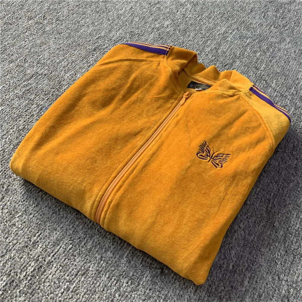 Needles vīriešu jaka Track Veet Butterfly Embroidered Ribbon Campus stila sporta krekls vīriešu un sieviešu jakas Streetwear_voghion.com