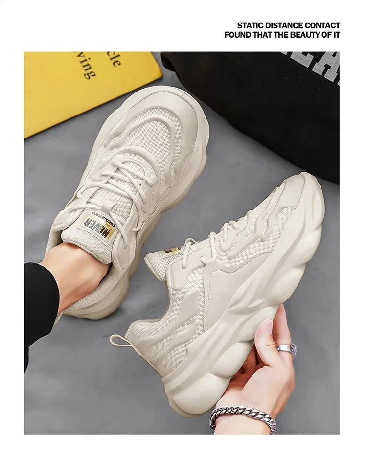 Versatile Spring Leisure Sport Running Sneakers Breathable Mens Lightweight Thick Bottom Trendy Shoes 241015_voghion.com