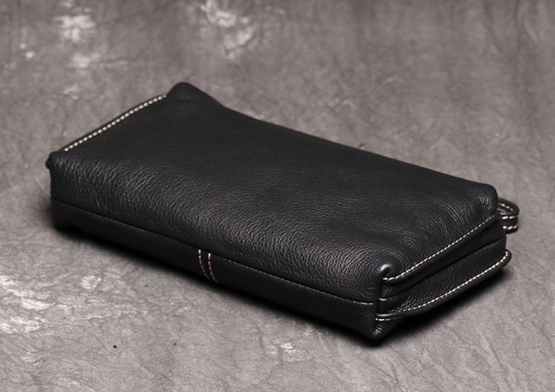 Hochwertige neue Herrenhandtasche Leder, lange Geldbörse weichem Leder für Damen, modische Handytasche aus Rindsleder,_voghion.com