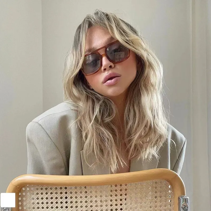 Damen Piloten Sonnenbrille Mit Doppelsteg Und Bernsteinfarben_voghion.com