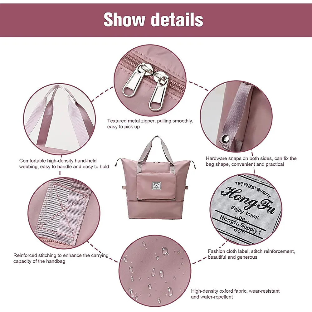 Shoulder Travel Bag Lage Organizer Large Capacity Foldable Duffle Handbags Women Training Gym Yoga Camping Daily Storage_voghion.com