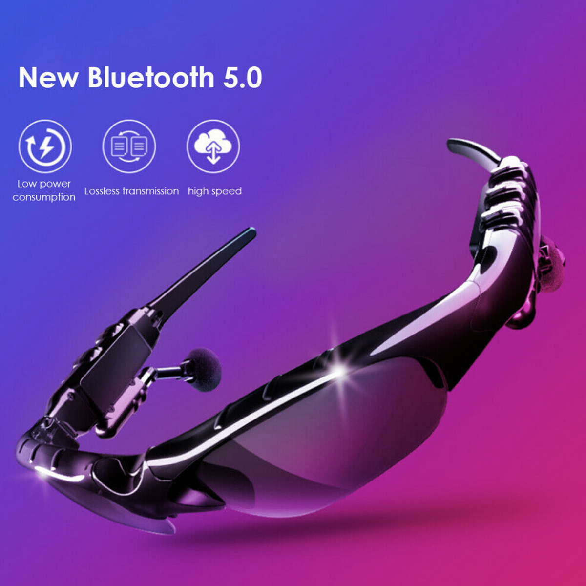 Wireless Bluetooth 5.0 Sunglasses Headset Polarized Smart Glasses Call Earphones_voghion.com