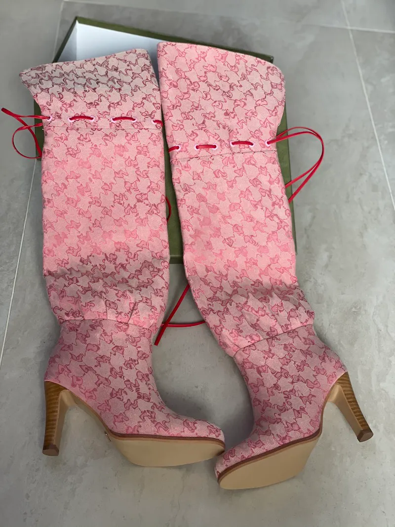 Designer Women Over The Knee Boots Winter Ankle Adjustable Straps Canvas Zipper Laces Original Shoes Ladies Girls Sexy_voghion.com