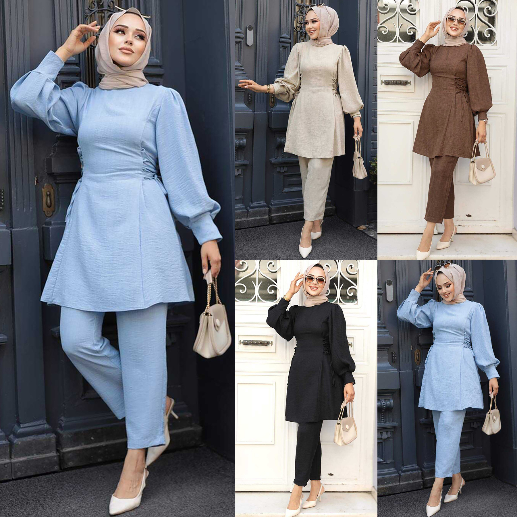 Vêtements pour femmes Moyen-Orient Arabe Sangle Manches Lanterne Vente Chaude Costume Décontracté