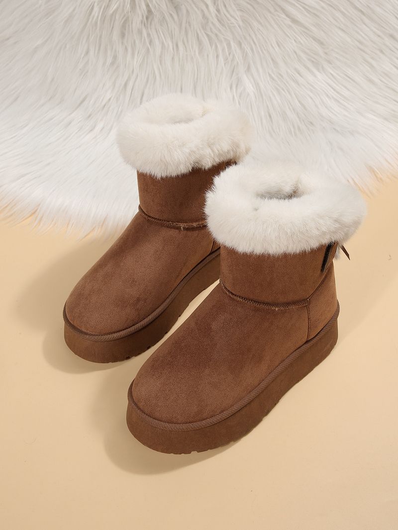 Foreign trade cross border winter new snow women's bottom bow leisure plus veet thick warm non slip cotton boots_voghion.com
