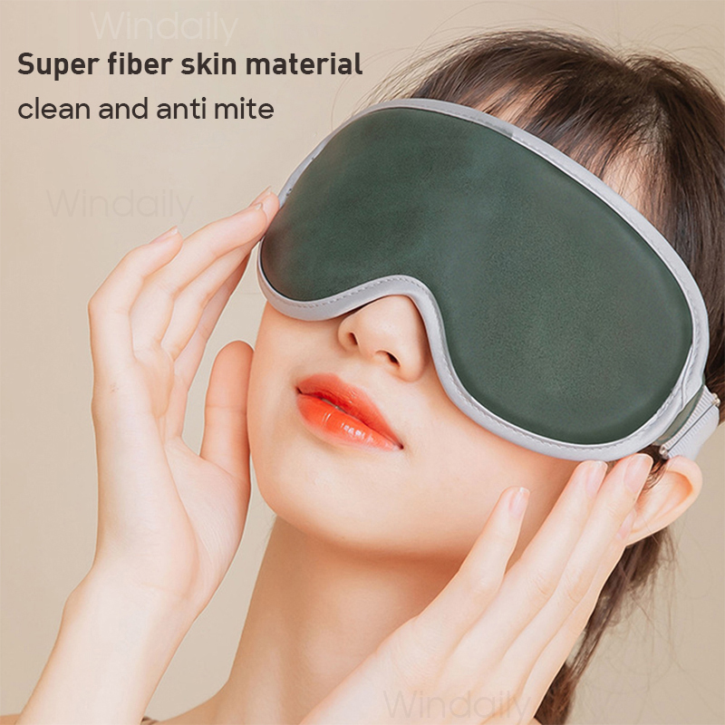 Maschera per gli occhi riscaldata con vibrazione e massaggiatore per gli occhi, 5 modalità, spegnimento automatico, ricaricabile tramite USB, maschera per dormire calda con telecomando_voghion.com
