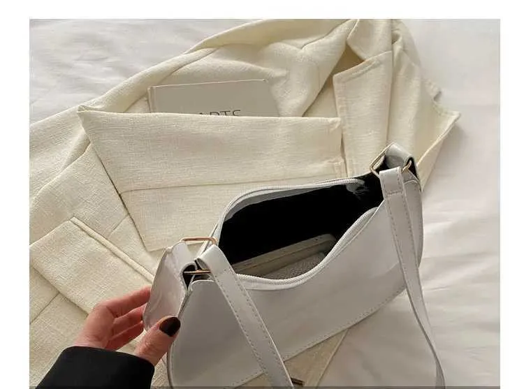 Designer Tasche Vintage weinrot Lackleder glänzend Gerie 2024 neu minimalistisch Damen Reißverschluss Umhängetasche elegant lässig_voghion.com