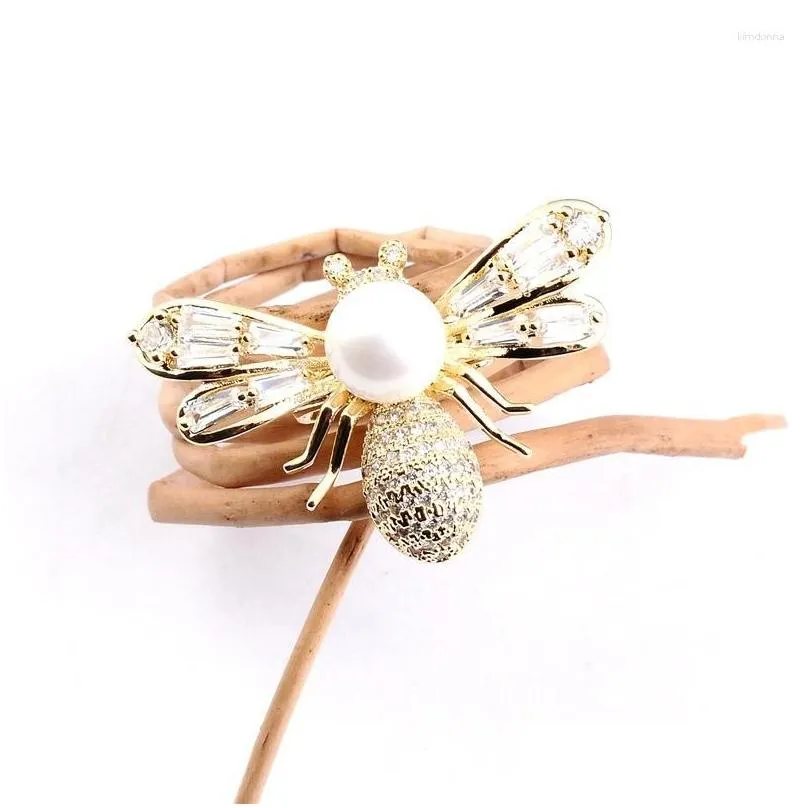 Spille, perle, fiori, api, insetti, zirconi, cristalli, strass, Fibbia per sciarpa, colletto della camicia, spilla, cappello, accessori per abbigliamento_voghion.com