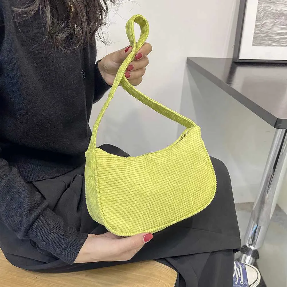 Petit sac à main à bandoulière pour femme, couleur unie, avec poignée supérieure, style rétro, en velours côtelé, collection automne-hiver, C241105_voghion.com