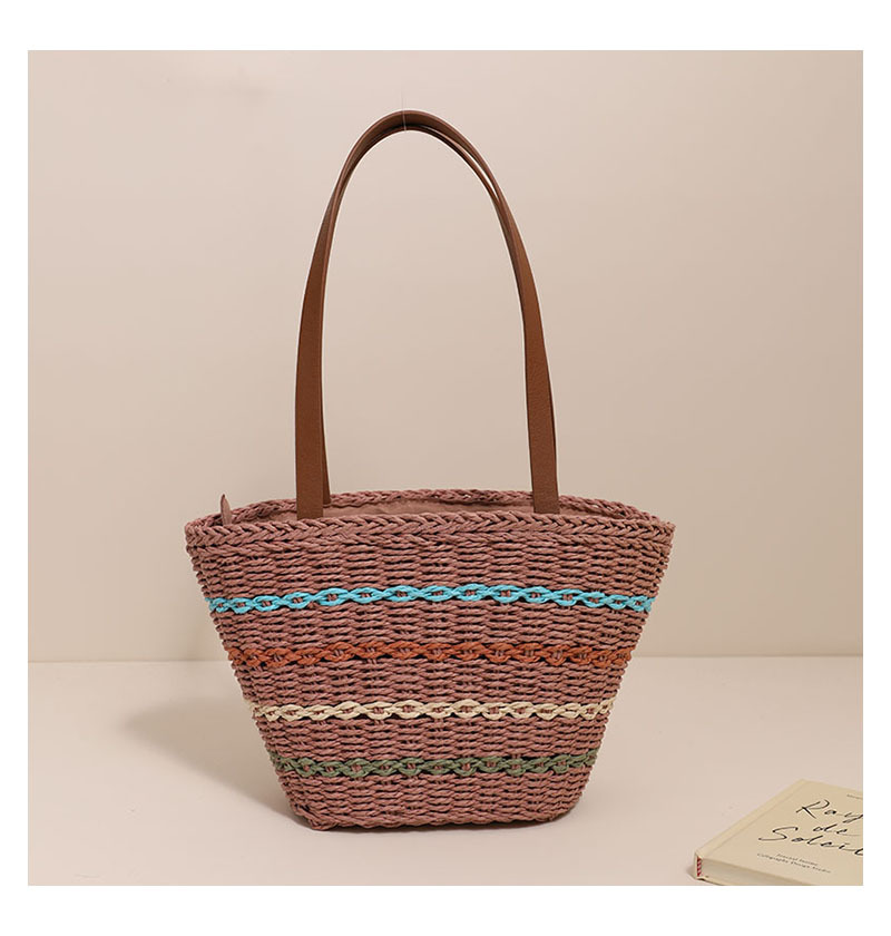 Hersteller großhandel gestreiften einzelnen schulter stroh tasche neue stil alle-spiel sommer stroh tasche woven tasche weibliche urlaub am meer strand tasche_voghion.com