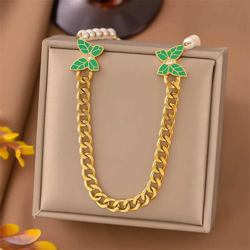 Set gioielli farfalla perla acciaio inossidabile zircone_voghion.com