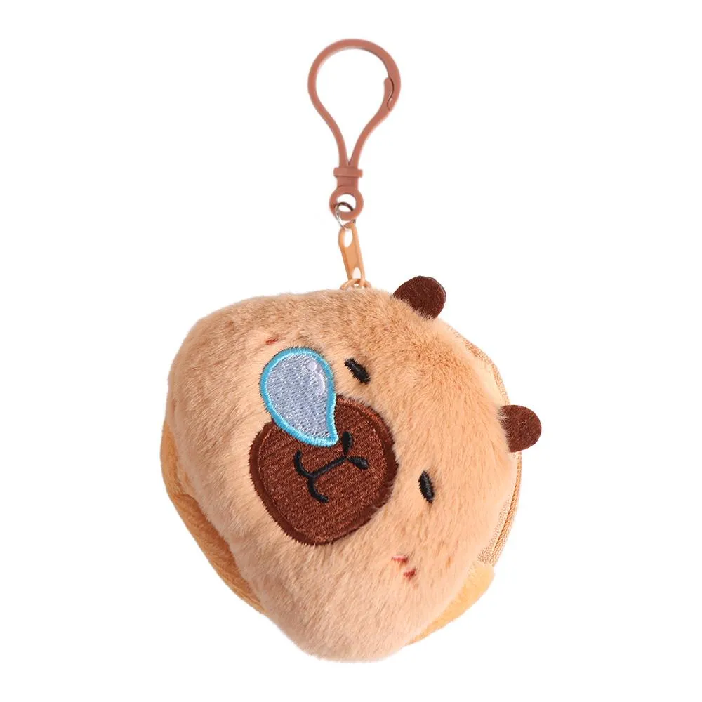 Zipper Wallet Coin Pouch Capybara Plush Purse Bag With Keychain Pendant Protective Case_voghion.com