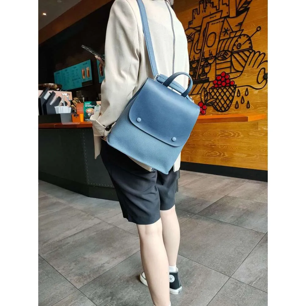 Sac à dos en cuir de vache pour femme, sac à bandoulière de style coréen avec bouton de couleur, sac de loisirs pour collège de haute qualité_voghion.com