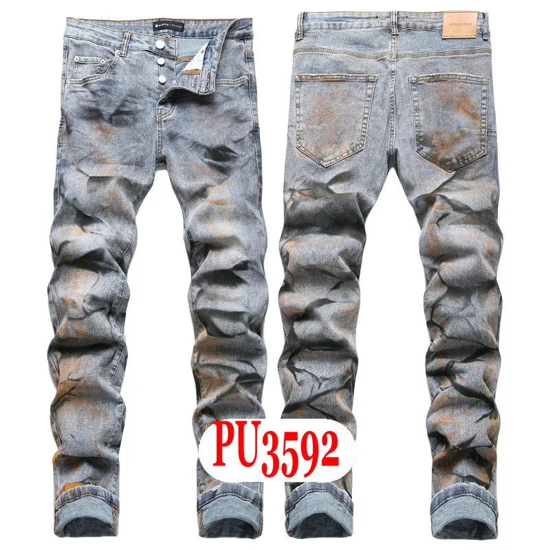 New JEANS Chino Pants Pant Men's Trousers Stretch Close-fitting Slacks Washed Straight Skinny Embroidery Patchwork_mkmklike.com