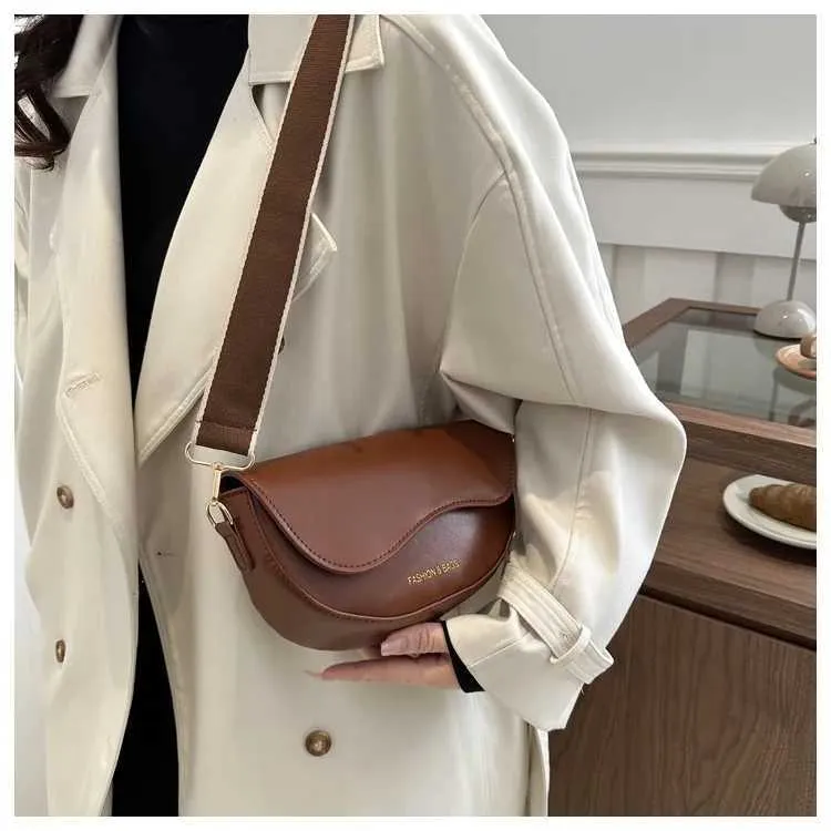 Borsa a tracolla da donna, vintage, tinta unita, piccola, alla moda, in pelle PU, con tracolla larga, da portare sotto le ascelle 01C241217_voghion.com