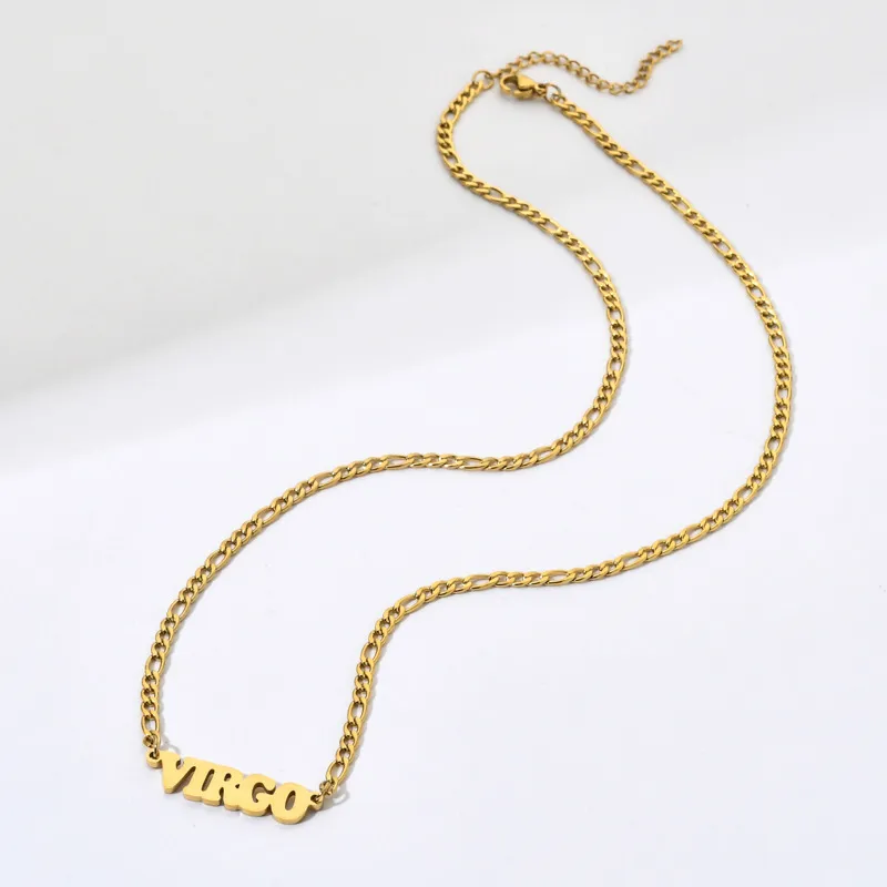 Collier pendentif en acier inoxydable Twee 12 constellations collier lettre ras du cou pour femmes hommes bijoux de cou usine_voghion.com
