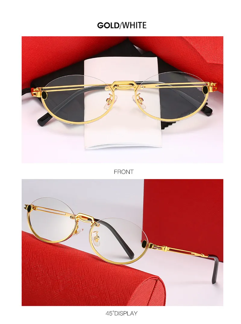 Occhiali da sole ovali alla moda con montatura oro uomo donna_voghion.com