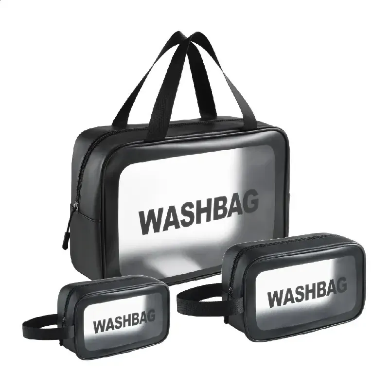 1pcs PU Waterproof Makeup Portable Bath Storage Large Capacity Transparent Cosmetics Toiletry Bag 240730_voghion.com