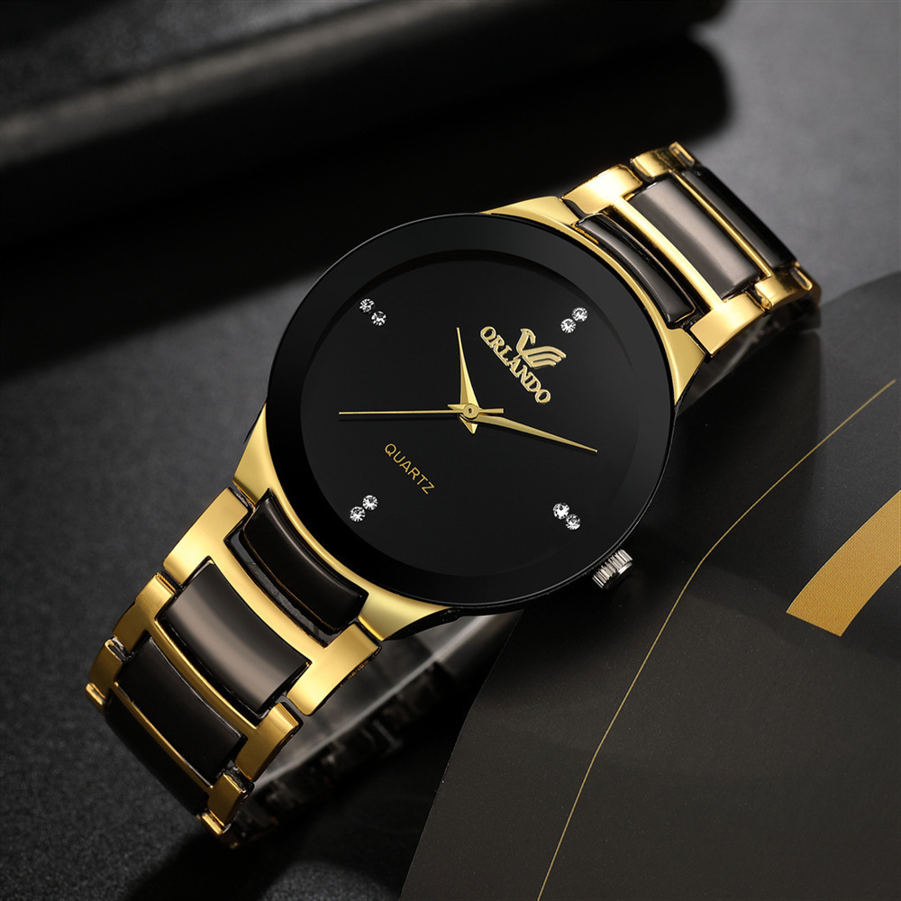 Reloj de cuarzo con correa de acero estilo británico elegante y moderno para hombre con escala de uñas y barra sencilla
