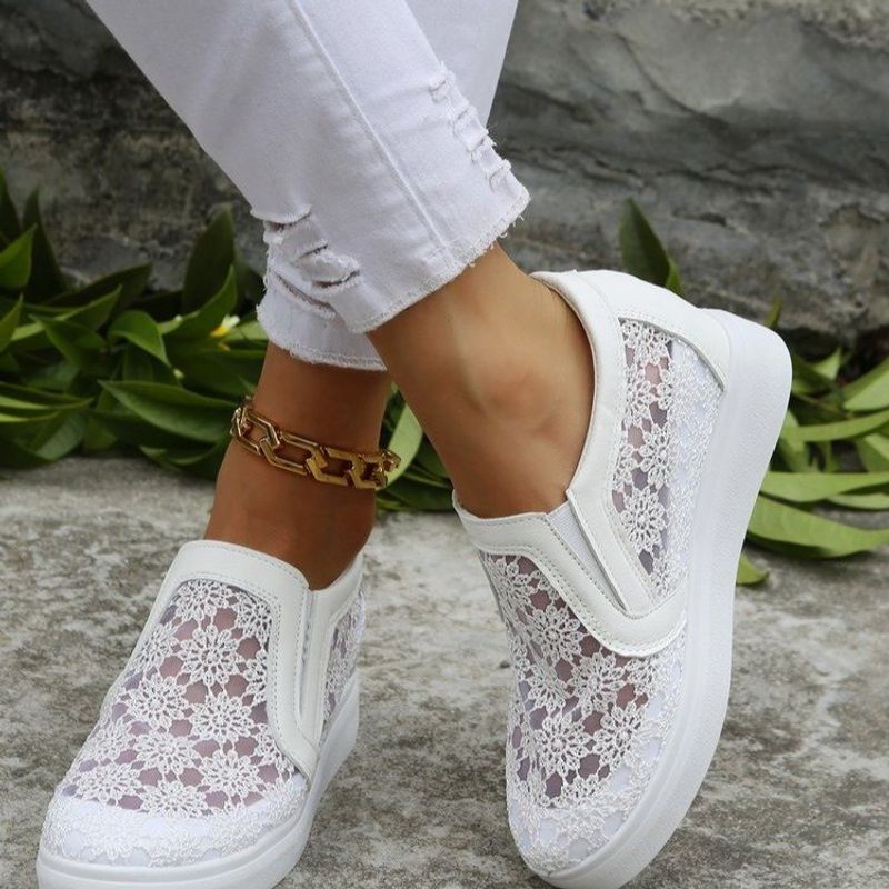 Ein Fuß S mit atmungsaktivem Mesh glänzend Dia dicke Sohle weiß Frühling und Sommer neue einzelne Schuhe für_voghion.com