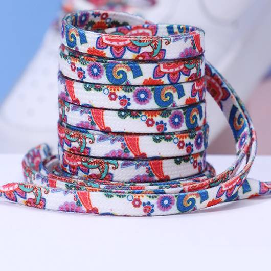Shoelaces Sneakers With Cashew Flower Pattern, Army No. 1, Black And White, Colorful, Trendy, Personalized Flat Shoelaces And Ropes._voghion.com