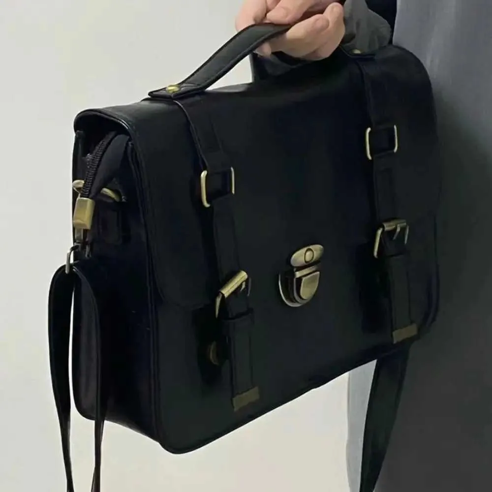 Sac à main vintage à boucle pour facteur, sacoche de couleur unie, sac à bandoulière rétro de grande capacité, sac sous les bras, mallette pour étudiant_voghion.com