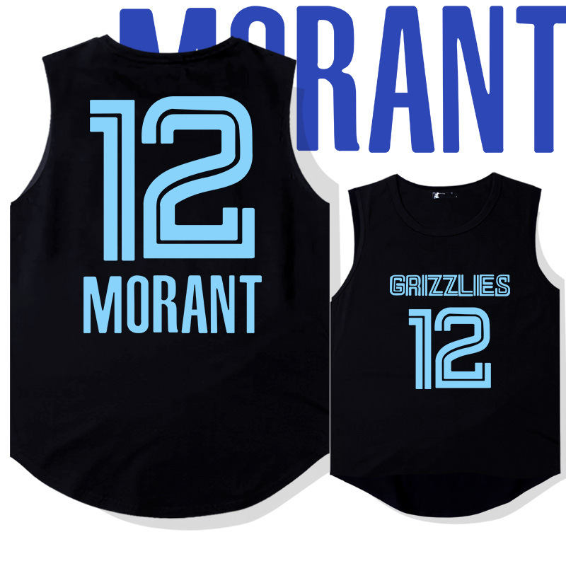 Grizzlies Morant 12 Quick Dried Tank With Curved Top For Men's And Women's Summer Basketball Sports Digital Jersey_voghion.com