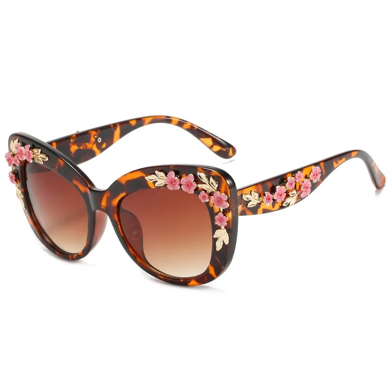 Baroque Modern Vintage Cat Eye Sunglasses Women Designer Sun Glasses Fashion Pink Shades Female Flower Decoration_voghion.com