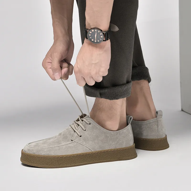 Fashion Vintage Leather Casual British Handmade Toog High Top Round Toe Lace-Up Skate Men Flat  Shoes_voghion.com