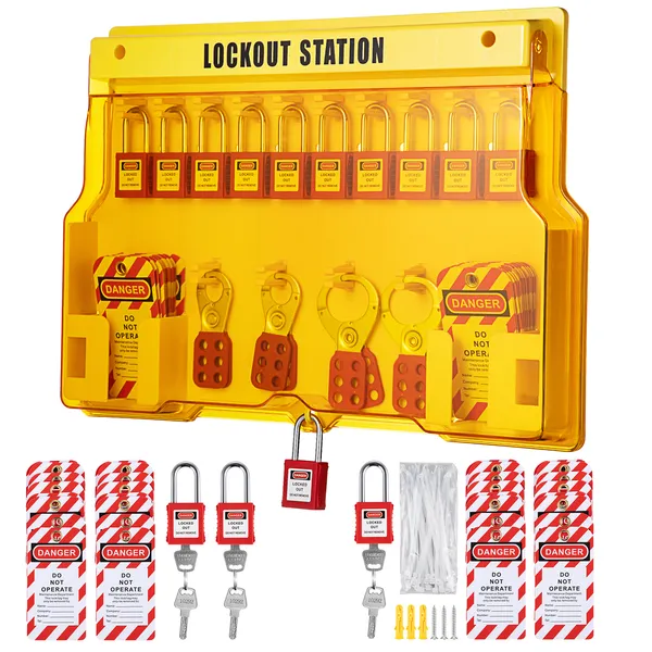 Lockout-Tagout-Kit mit Vorhängeschlössern, Riegeln, Kabelbindern und Sicherheitsstation_voghion.com