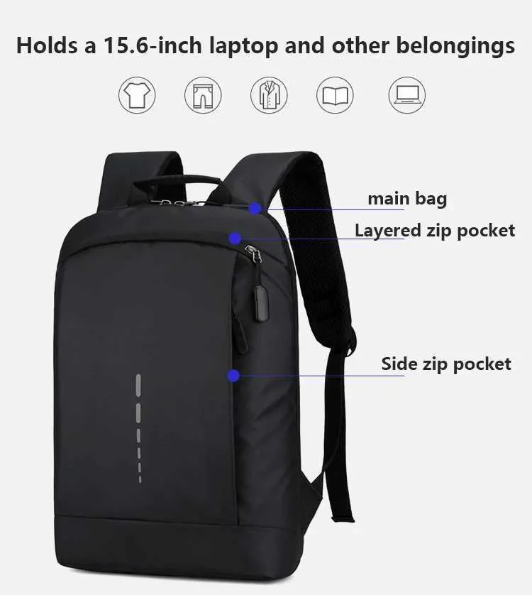 Sac à dos ultra léger et imperméable pour homme, sac à dos élégant pour ordinateur portable 15,6 pouces C241011C241011_voghion.com