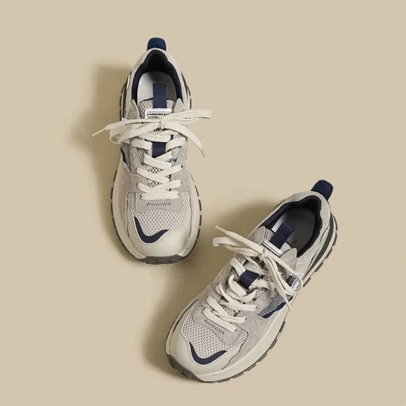 Women's Retro Chunky Running Shoes Breathable Thick Sole Trainers_voghion.com