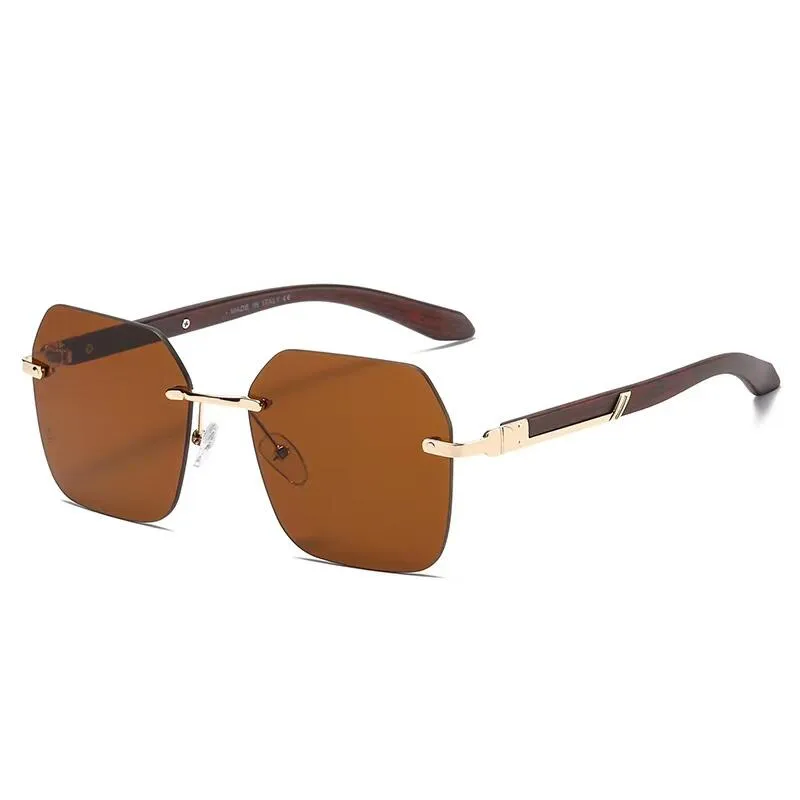 designer sunglasses for men women mirror Square Rimless frame sunglass classic vintage eyewear Anti-UV cycling driving_voghion.com