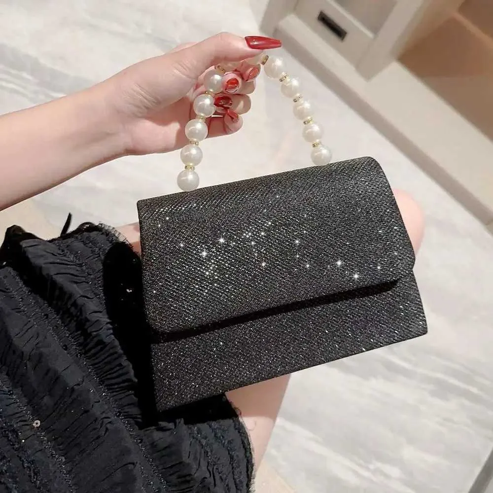 Sacs à bandoulière en chaîne de perles Sac à main Sac de soirée en soie brillante dorée Femmes Élégant Mode Banquet Pochette Femme Handba241108_voghion.com