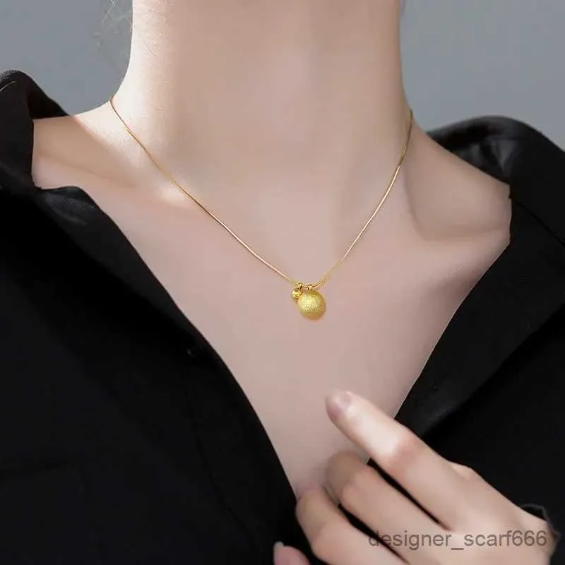 Necklaces 316L Stainless Steel Gold Color Brushed Smooth Beads Ball Pendant Necklace For Women New Fashion Girls Chain_voghion.com