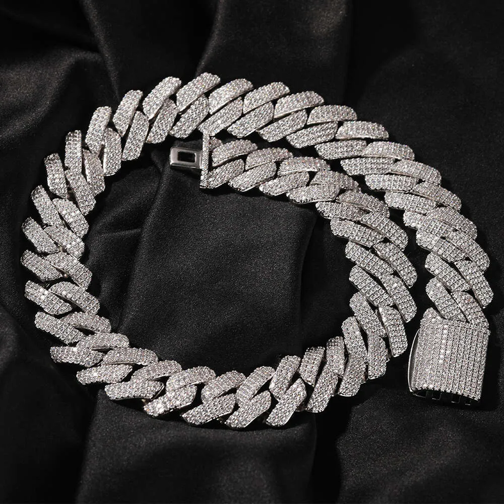 Nova hip-hop 20 mm široka GRA Moissanite diamantna zlata sterling Sier kubanska verižica za moške hip hop ogrlica_voghion.com