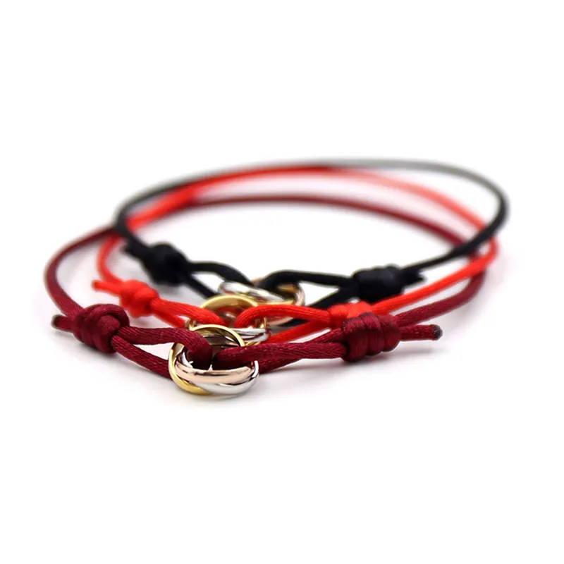 Bracelet de créateur tendance pour homme et femme en acier inoxydable 316L avec trois anneaux et dragonne_voghion.com